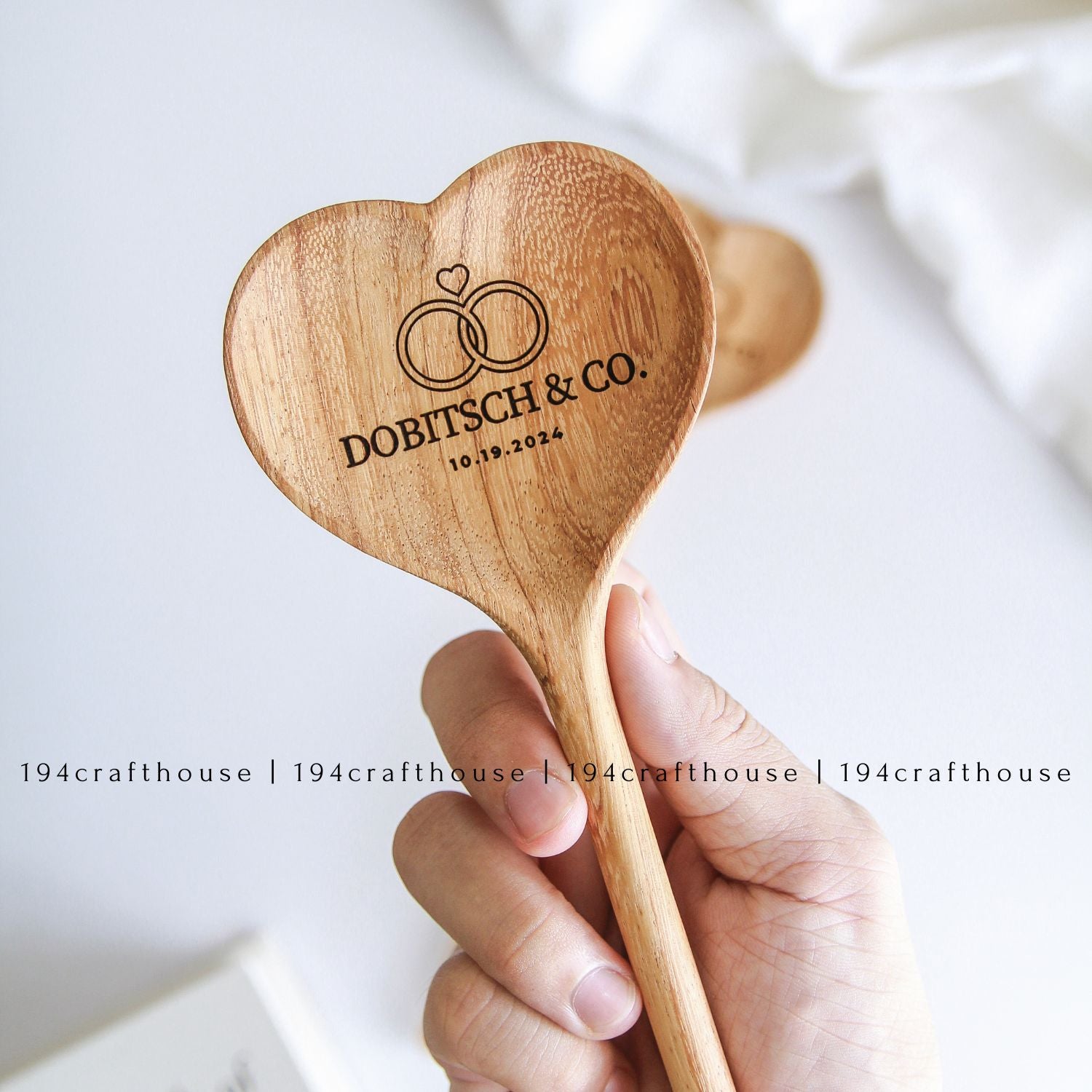 Personalized Wooden Heart Spoon - Kitchen Serving Utensil