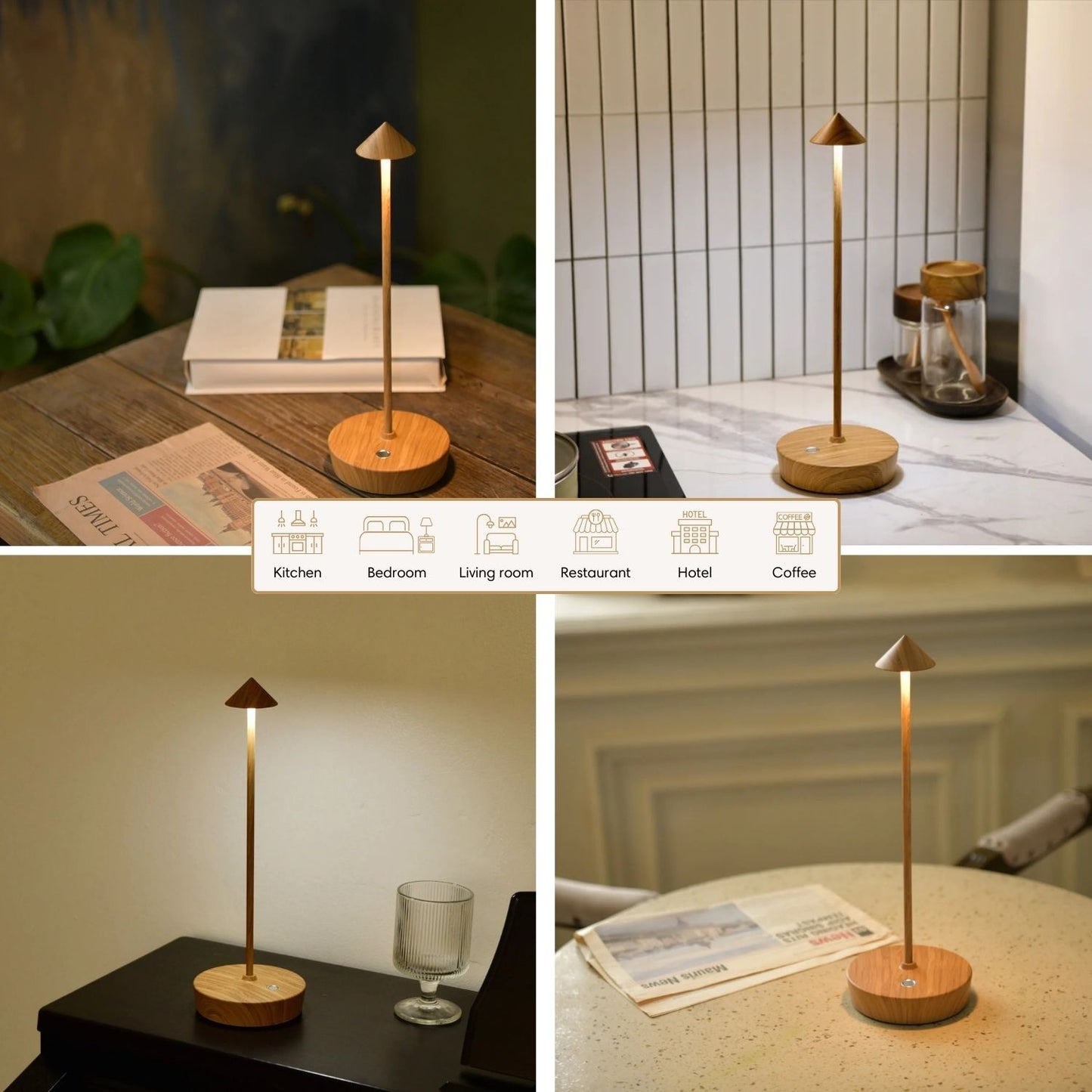 Cordless Table Lamp for Bedroom Bedside