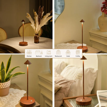 Cordless Table Lamp Woodgrain for Kitchen Dining
