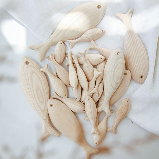 3D Unfinished Wooden Fish For Wall Hanging Decor, Blank Fish Cutout For DIY Craft Projects, 3D Wood Fish Toy For Hand Painted Creative Kid Art Gift