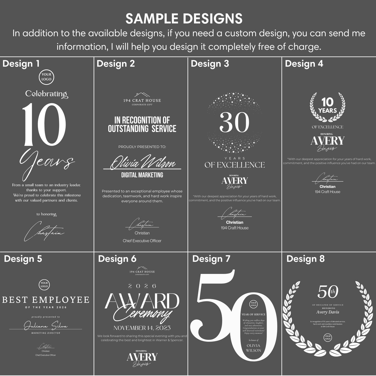 Years Of Service Award Design