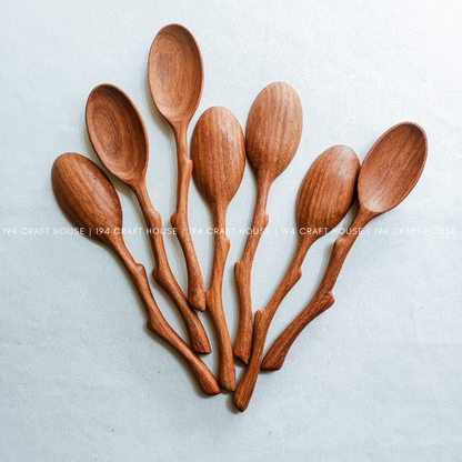 Handcrafted Branch Tree Handle Wooden Serving Spoon