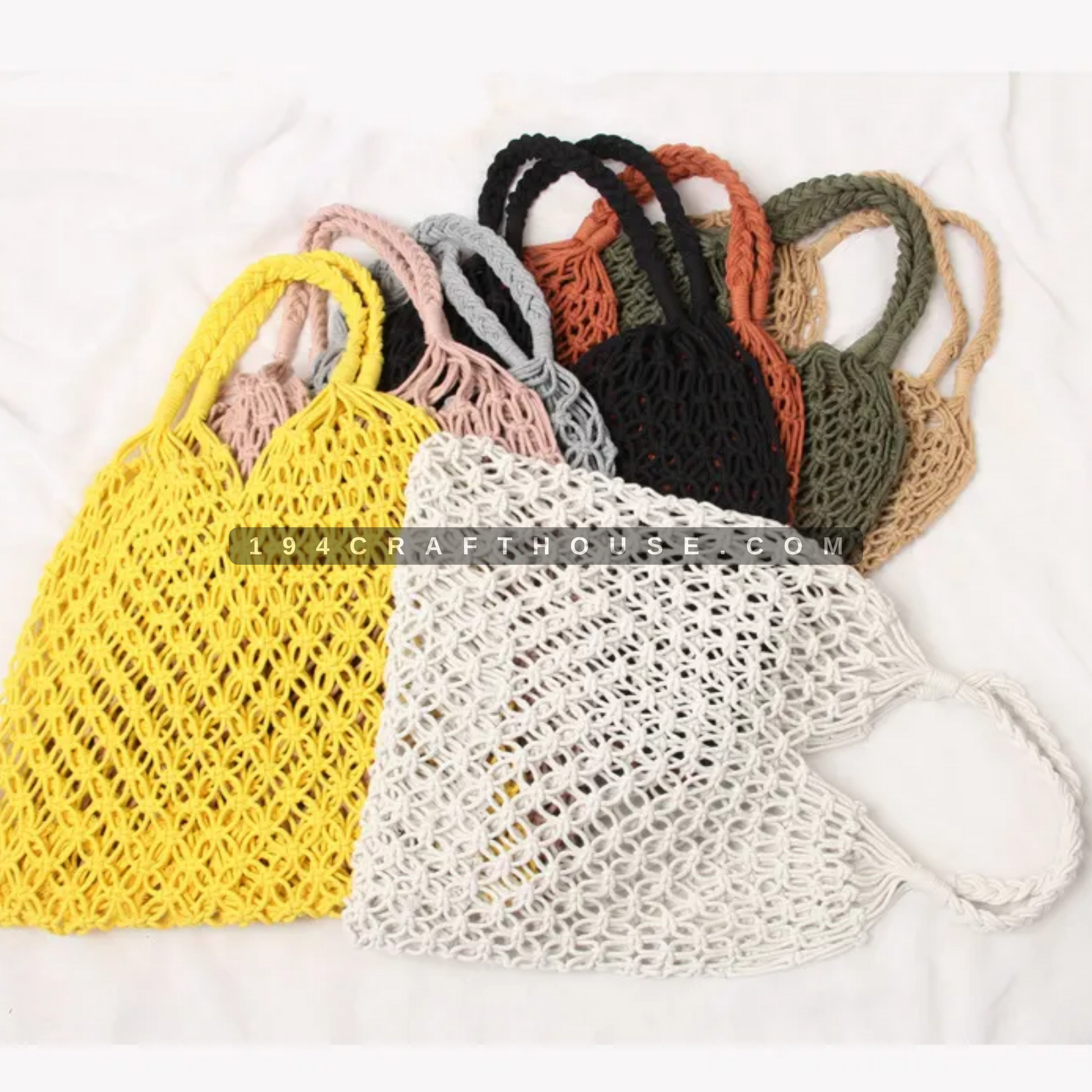 Handmade Macrame Tote Bag, Summer Travel Beach Bag, Reusable Grocery B –  194 Craft House