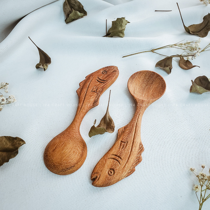 Handcrafted Fish-Shaped Small Wooden Spoon
