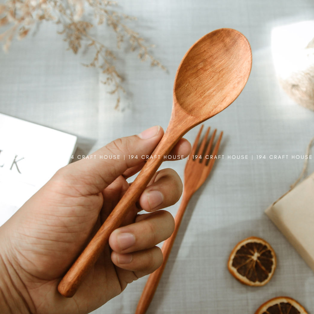 Handcrafted Straight Wooden Spoon - Kitchen Cooking Utensils
