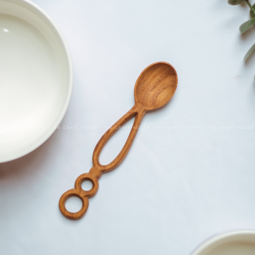 Handcrafted Hanging Wooden Spoon With Hole - Tableware Decor