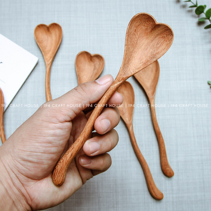 Handcrafted Wiggle Wooden Heart Spoon - Kitchen Cooking Utensils