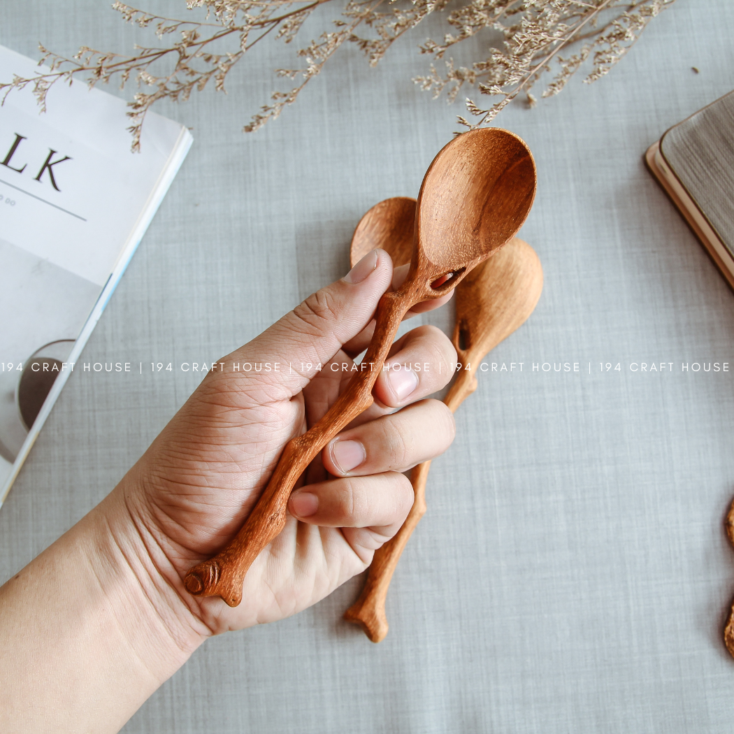 Handcrafted Vintage Handle Wooden Spoon - Kitchen Serving Utensils