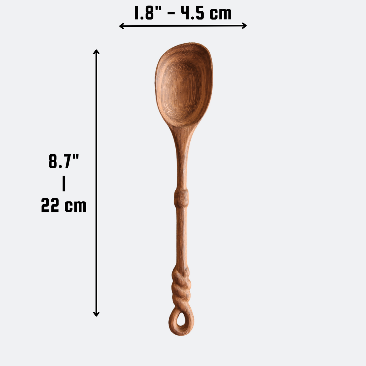 This handcrafted wooden spoon with a vintage rope handle is another kitchen utensil offering from 194 Craft House, shown here in a second product photo.