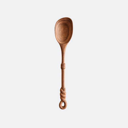This handcrafted wooden spoon from 194 Craft House features a vintage-style rope handle, shown here as one of two product photos.